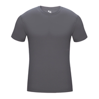 Pro compression crew. Self-fabric collar, stretch body fit, double-needle...