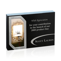 Free standing polished black granite recognition award with aluminum frame,...