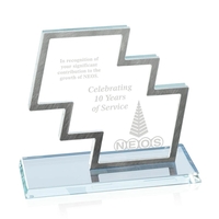 Aqua shaped starfire award with aluminum accent, 5" x 7".... from ASI 84592...