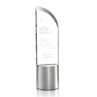 Starfire crystal optical award with tall round aluminum base.... from ASI...