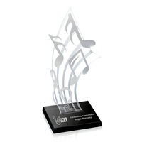 Aqua shaped jade glass music notes award, 8 3/4" x 4... from ASI 84592 St...
