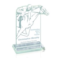 8" high steeplechase award in aquashaped jade glass.... from ASI 84592 St...