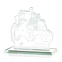 7" aquashaped Jade glass tractor award.... from ASI 84592 St Regis Group /...