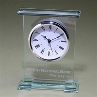 Award clock with jade glass and silver accents, 7" x 5... from ASI 84592 St...