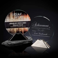 Starfire crystal award with a bright black nickel-finish base.... from ASI...