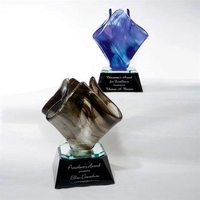 Art glass award with mirror and ebony optical crystal base.... from ASI 84592...
