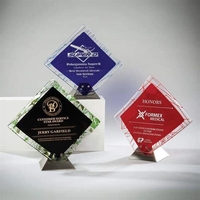 The curved diamond shape of the Solitaire Award is fused from... from ASI...