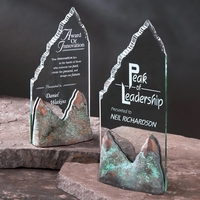Jade acrylic award towering over a with Stonecast™mountain base.... from ASI...