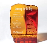 Rich amber glass award with pate de verre art class casting.... from ASI...