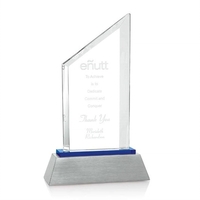 Starfire optical crystal award mounted on thin blue base mounted on... from...
