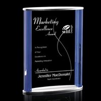 Clear and blue optical crystal award with aluminum accents.... from ASI 84592...