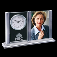 Clock / picture frame with brushed aluminum base and pillars.... from ASI...