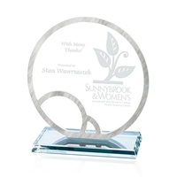 Aqua shaped starfire recognition award with semi-circle highlights, 6" x...
