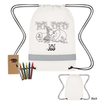 Lil' Bit Reflective Coloring Drawstring Bag With Crayons