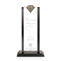 Falcone Award - Optical/Black. A textured metal diamond adorns the top......