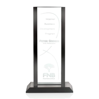 Tall beautiful optical crystal clear / black award, 10 3/4" x... from ASI...