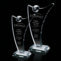 Stunning tall optical crystal award complimented with an optical crystal...