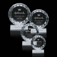Optical crystal round award with faceted edges on a base.... from ASI 84592...