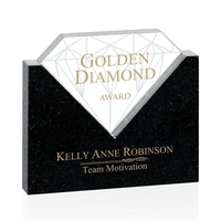 Freestanding starfire/granite award with diamond-shaped starfire insert.......