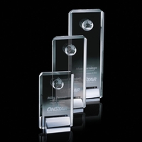 Optical crystal award with 3D globe and a chrome base.... from ASI 84592 St...