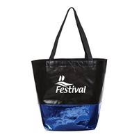 Two-toned non-woven PP tote bag with metallic finish. Fashion-forward, bold...