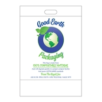 Compostable .0025 polybag with fold over die cut handle in five... from ASI...