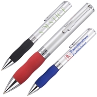 Twist action ballpoint pen with with wide body and satin chrome... from ASI...