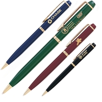 Twist action brass pen with enamel coated barrel and gold accents.... from...
