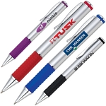 Twist action satin finish pen with grip