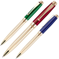 Twist action ballpoint pen with polished gold textured lines.... from ASI...