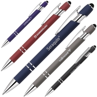 Rubber finish aluminum click action ballpoint stylus pen... from ASI 79535...