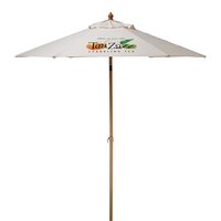 7' Steel Market Umbrella; includes 6 panels, wood-grain finished steel...