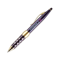 Solid brass twist ballpoint pen that features a die cut barrel.... from ASI...