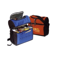 Polyester waterproof cooler with two separate main compartments.... from ASI...