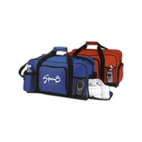 Polyester sport bag with a zippered pocket and side shoe compartment.... from...