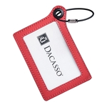 Red Leather Luggage Tag with Metal Strap