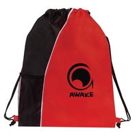 Mesh Pocket Drawstring Cinch Bag. 210 denier. Black accent behind pocket.......