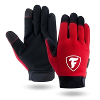 Mechanics gloves, black synthetic suede palm, red spandex back.... from ASI...