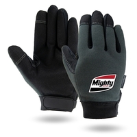 Gray Touchscreen Mechanics Gloves