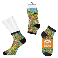 Custom mid-rise one-size-fits-most sport style socks with a fully...