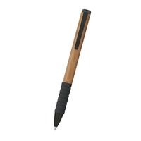 Bamboo design twist action pen with rubber grip for writing comfort... from...