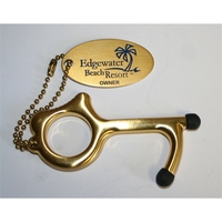 No Touch Door Opener keychain tool w/ personalized tag