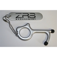 No Touch Door Opener keychain tool w/ personalized tag