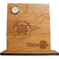 6" x 8" USA-made West Virginia engraved hardwood desktop clocks.... from ASI...
