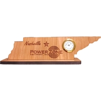 6" x 8" USA-made Tennessee engraved hardwood desktop clocks.... from ASI...