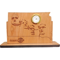 6" x 8" USA-made South Dakota engraved hardwood desktop clocks.... from ASI...
