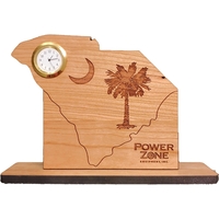6" x 8" USA-Made South Carolina engraved hardwood desktop clocks.... from ASI...