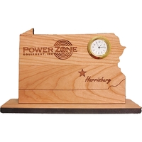 6" x 8" USA-Made Pennsylvania engraved hardwood desktop clocks.... from ASI...