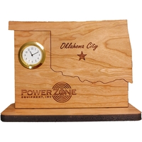 6" x 8" Oklahoma hardwood desktop clock with engraving.... from ASI 92531...