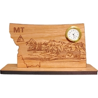 6" x 8" USA-Made Montana engraved hardwood desktop clocks.... from ASI 92531...